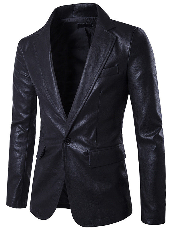 Slim fit PU leather suit