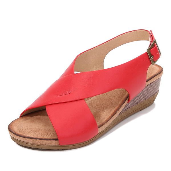 New Wedge Heel Roman Shoes Large Size Sandals Simple Sandals Women