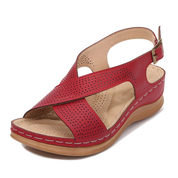 Women's Summer New Retro Bohemian Wedge Sandals Cross-border Large Size Sandals Buckle Sandals