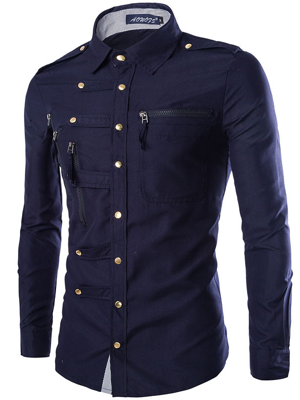 Slim-fit multi-button shirt