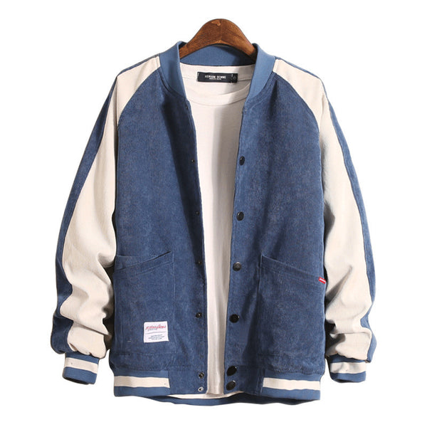 Denim slim fit baseball jacket