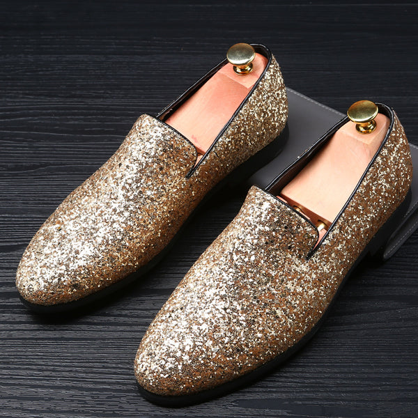 Men's British Fashion Pointed PU Leather Shoes Business Large Size Loafers Dress Shoes