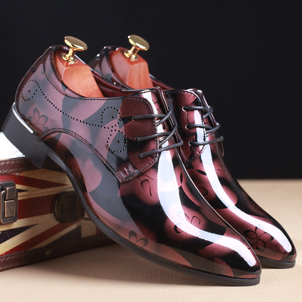 British Gentleman Derby Wedding Shoes Business Dress Pointed Leather Shoes Casual Shoes