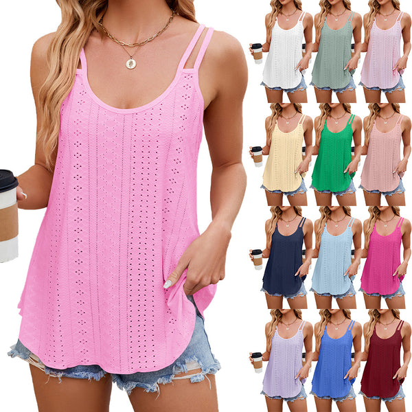 Solid Color Round Neck Women's Bottom Sling Vest Top