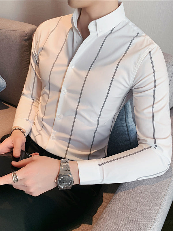 White striped slim fitting shirt