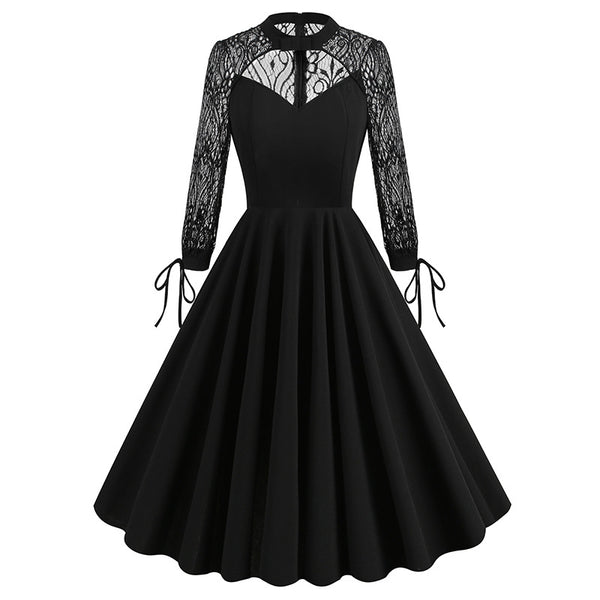 Hollow Backless Lace A Pendulum Dress Splicing Retro Halloween Dark Dress