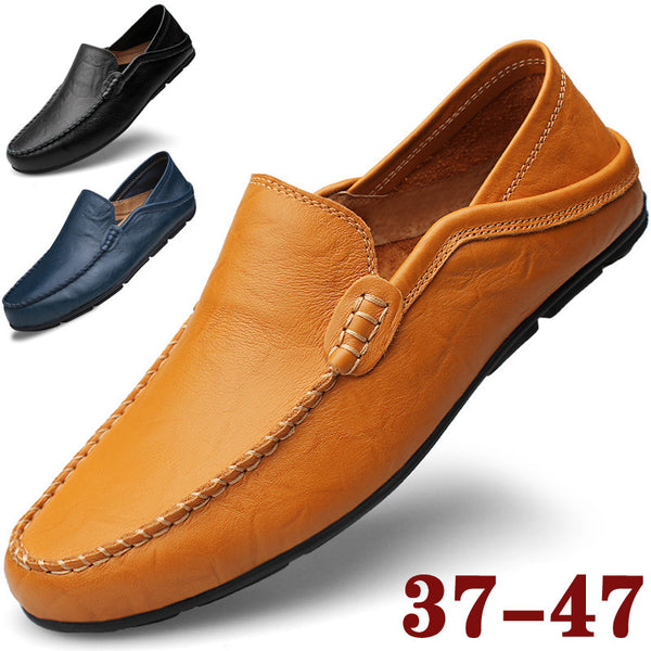 Men's Leather Shoes Flat Large Size Casual Shoes  Business Men's Shoes