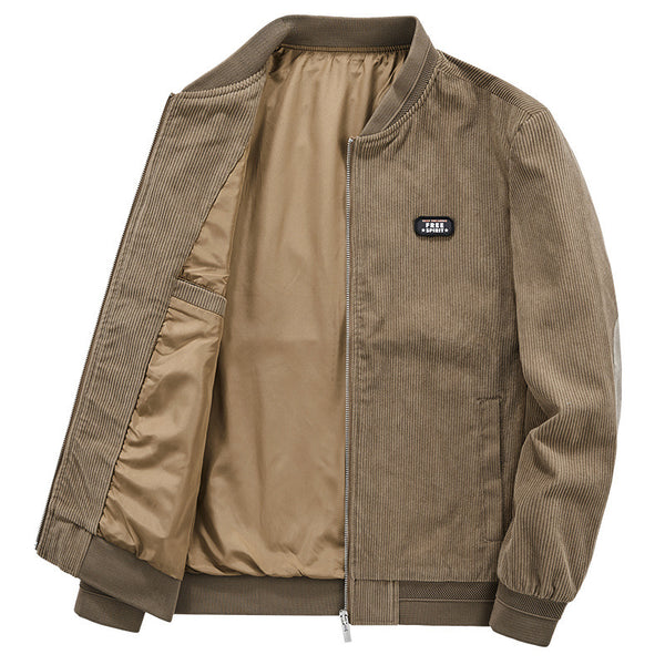 Oversized corduroy baseball jacket