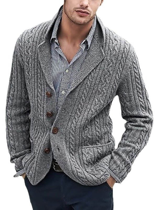 Suit neck knitted cardigan