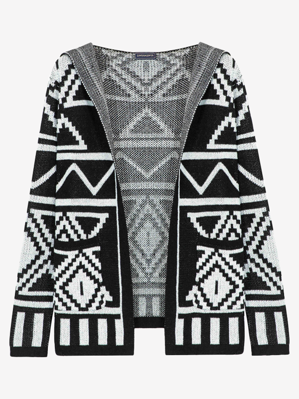 Jacquard hooded cardigan