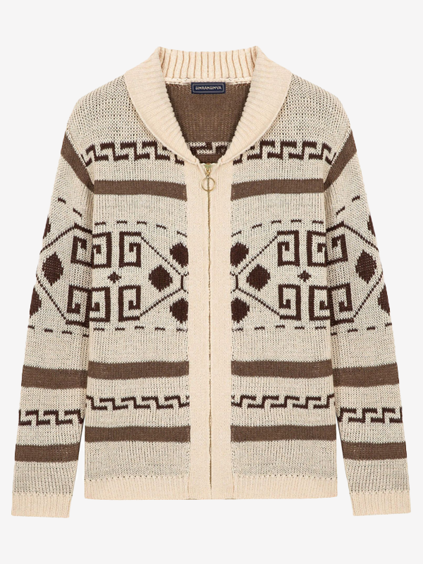 Zipper jacquard cardigan