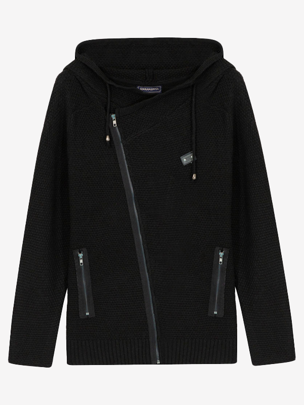 Zipper hooded cardigan