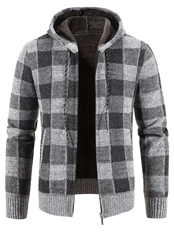 Hooded plush thick jacquard jacket