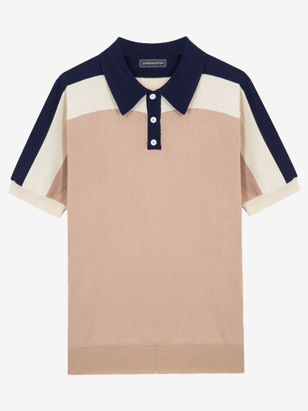 Contrast knit polo shirt