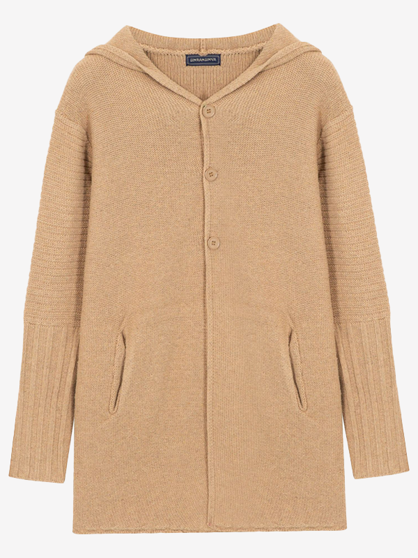 hooded pocket long cardigan sweater