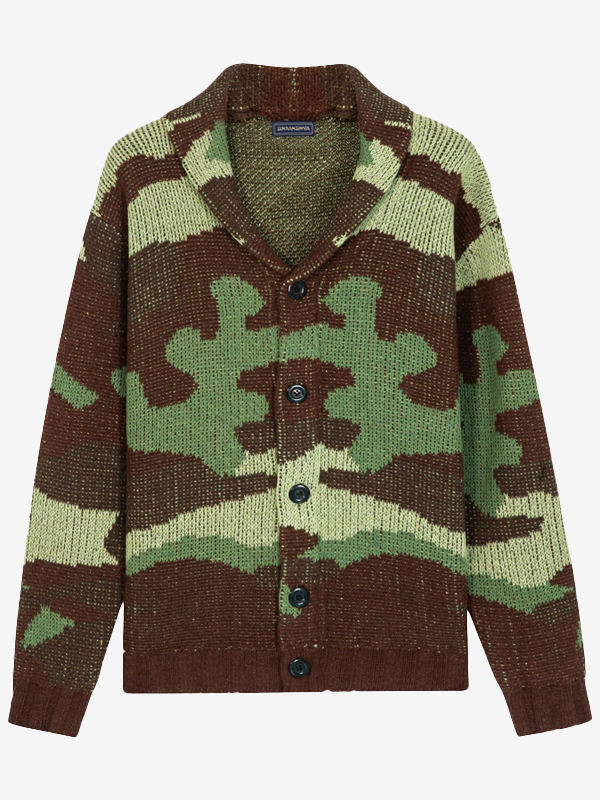 Camouflage thickened jacquard knit cardigan