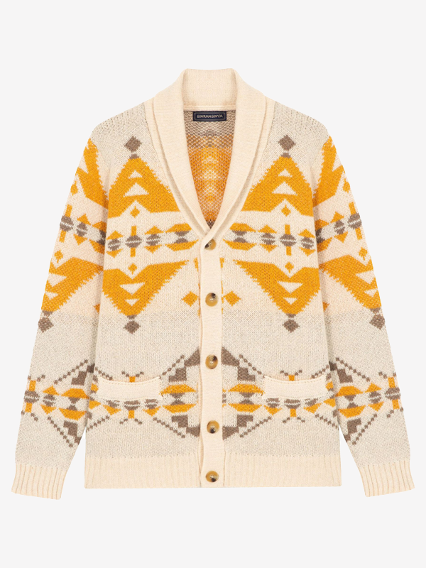 Jacquard lapel cardigan